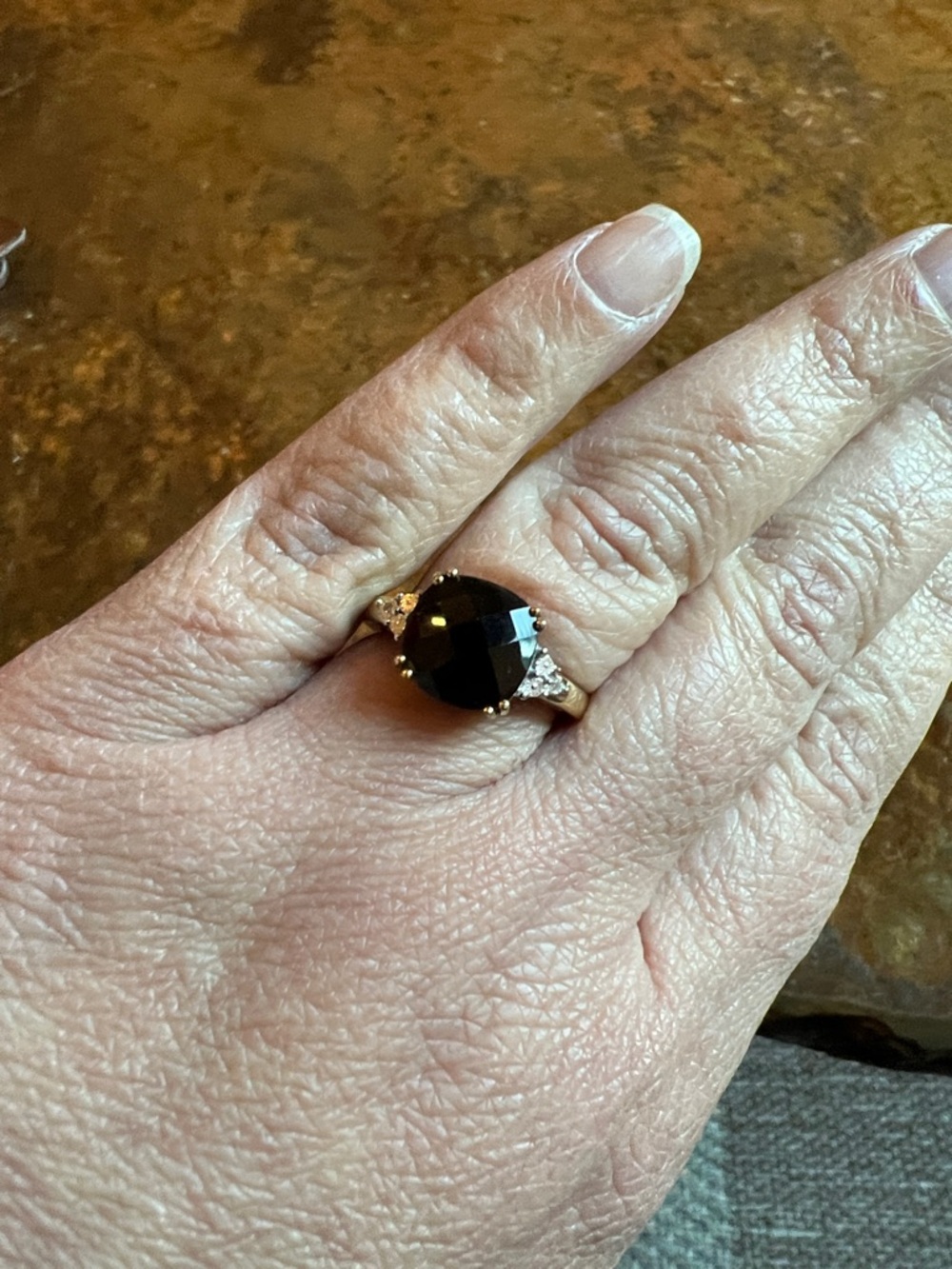 Brown Smoky Topaz Stone Gold-Tone Cocktail Ring - Women's Fashion Jewelry